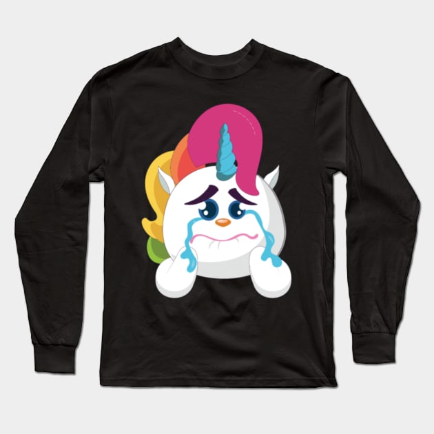 Cute Crying Unicorn Sad Unicorn Lover Xmas Gift Long Sleeve T-Shirt by Nulian Sanchez